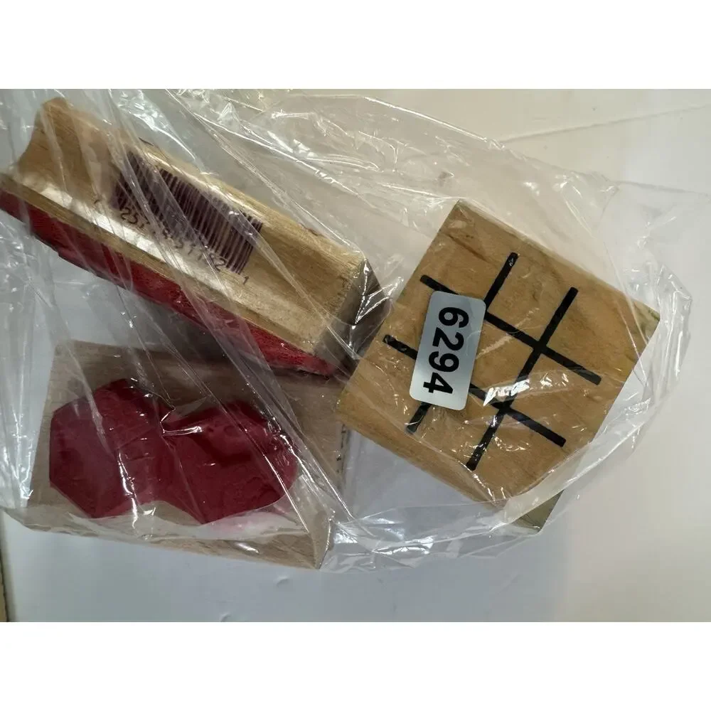 Lot Of 3 Tic Tac Toe Dice Queen Of Hearts Wood Mounted Rubber Stamp #6294